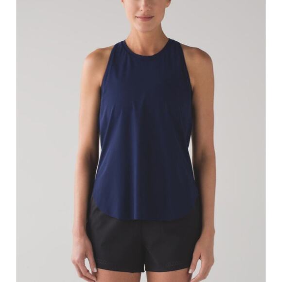 Lululemon Tops - Lululemon Work Out To Water Tank Navy Blue Lightweight Racerback